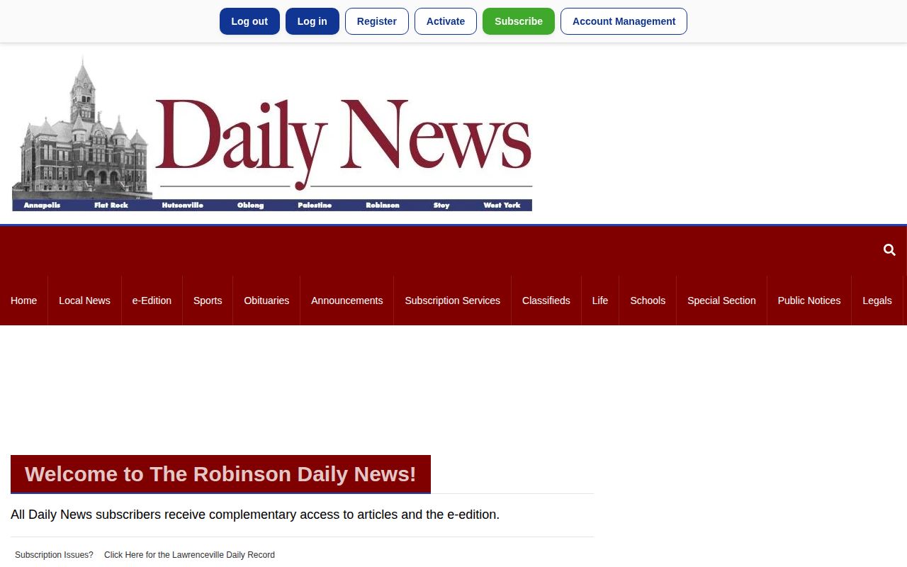 Robinson Daily News top news section