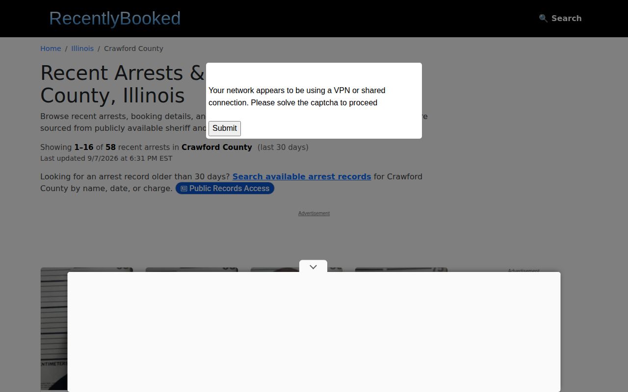 RecentlyBooked unofficial Crawford County records page